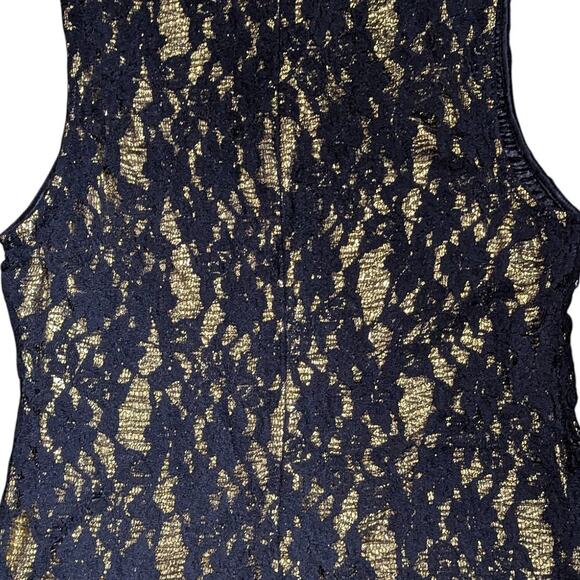 Stunning MISS ME Black Lace Over Gold Metallic Dress Zip Back M - Picture 2 of 2